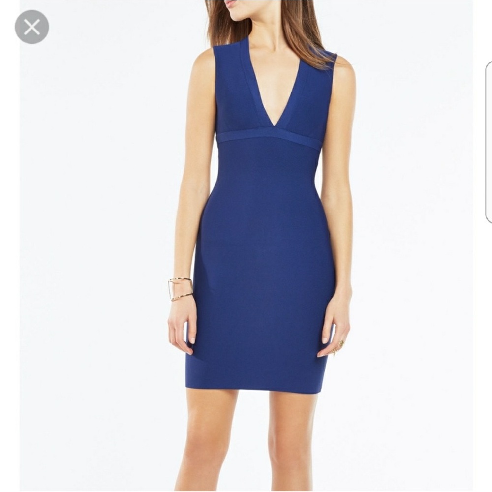 BCBGMaxAzria Blue Ribbed Mini Dress